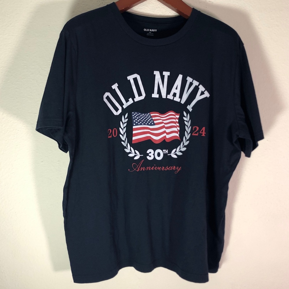 Bikercore‎ Casual Old Navy 30th Anniversary 2024 Graphic T-Shirt Navy Blue XXL